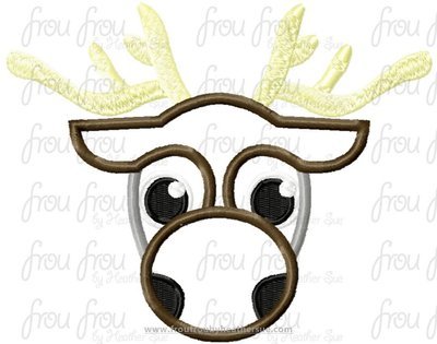 Seven Reindeer Head Only Freezing Cutie Little Princess Machine Applique Embroidery Design, Multiple Sizes, NOW INCLUDING 4 INCH