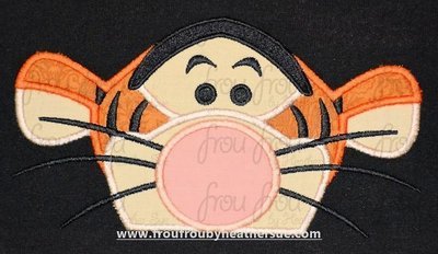 Tiger P0oh Peeker Machine Applique Embroidery Design, multiple sizes including 2"-16"