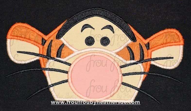 Tiger P0oh Peeker Machine Applique Embroidery Design, multiple sizes including 2&quot;-16&quot;