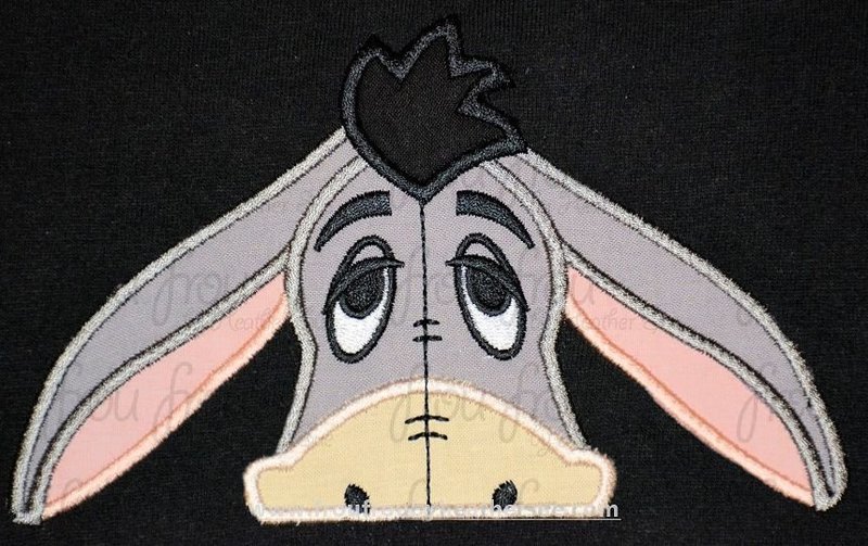 Donkey P0oh Peeker Machine Applique Embroidery Design, multiple sizes including 2&quot;-16&quot;