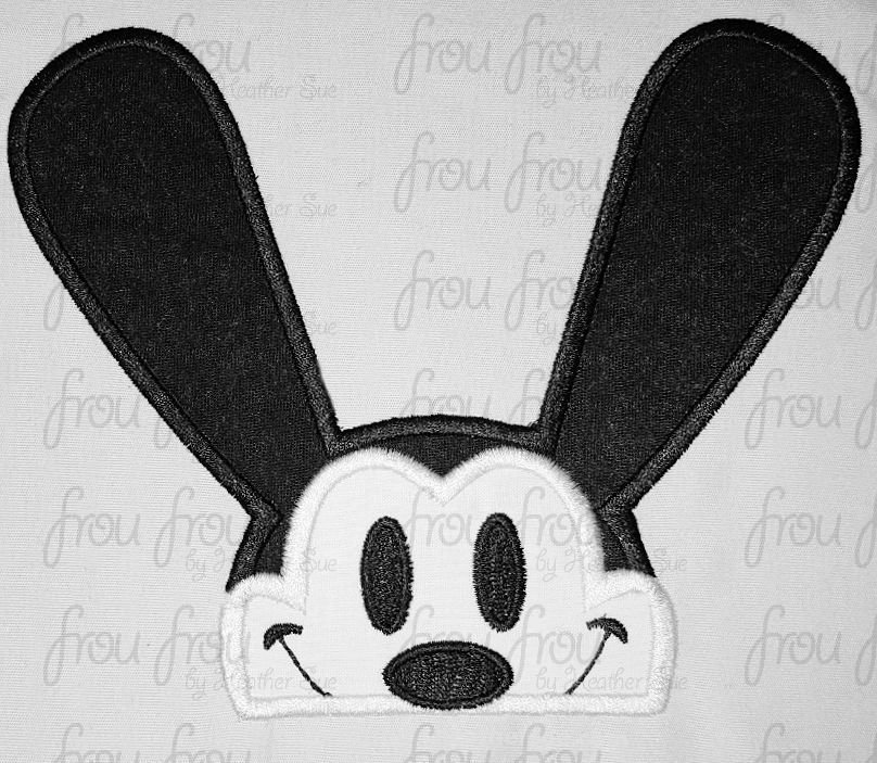 Ozzy Rabbit Peeker Machine Applique Embroidery Design, multiple sizes including 2&quot;-16&quot;