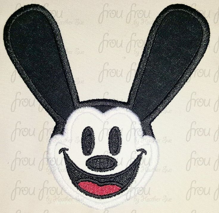 Ozzy Rabbit Just Head Machine Applique Embroidery Design, multiple sizes including 3&quot;-16&quot;
