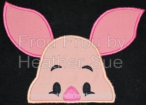 Pig P0oh Peeker Machine Applique Embroidery Design, multiple sizes including 2"-16"