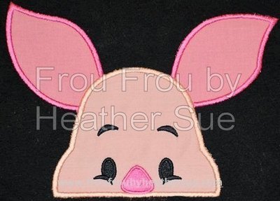 Pig P0oh Peeker Machine Applique Embroidery Design, multiple sizes including 2