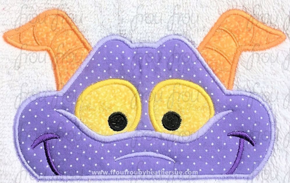 Imagination Dragon Peeker Machine Applique Embroidery Design, multiple sizes including 2&quot;-16&quot;