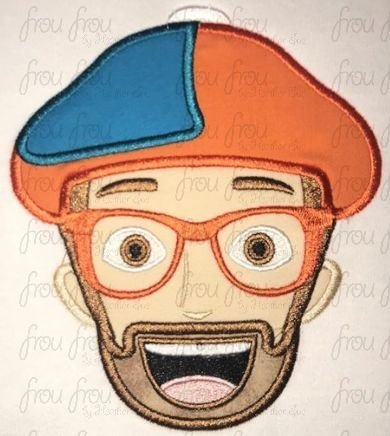 Blip Head Machine Applique Embroidery Design Multiple Sizes 4&quot;-10&quot;