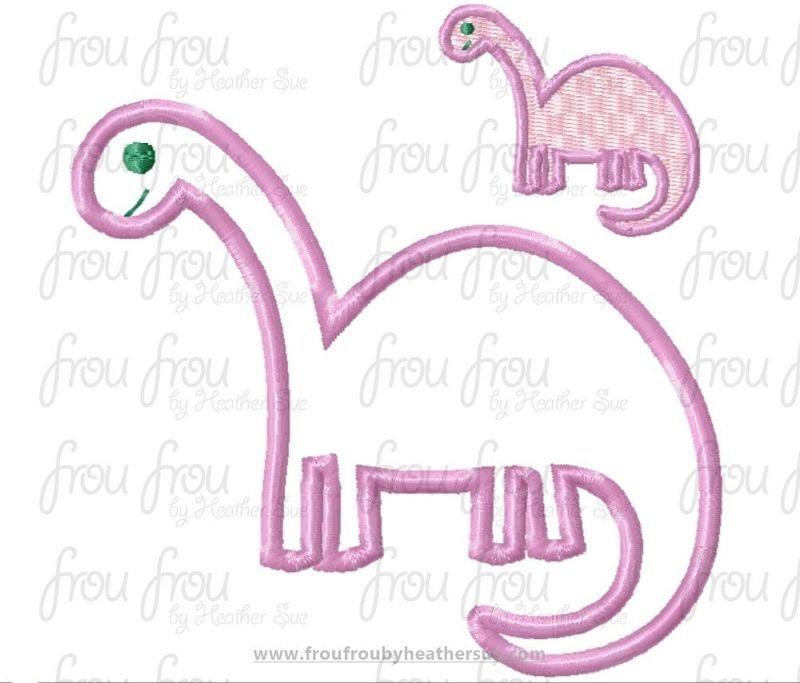Brontosaurus Cute Baby Dinosaur Machine Applique Embroidery Design 1&quot;-16&quot;