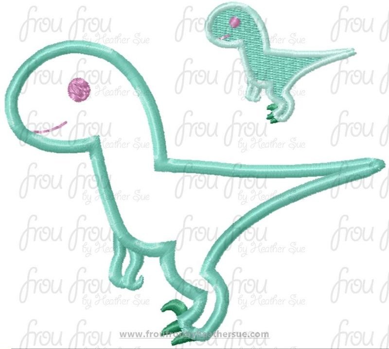 Velociraptor Cute Baby Dinosaur Machine Applique Embroidery Design 1&quot;-16&quot;