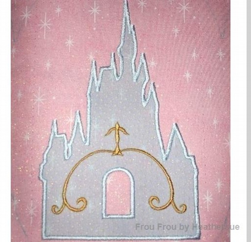 Cindy&#39;s Castle Silhouette plain and embellished TWO Machine Applique and filled Designs, Multiple Sizes, including 2, 4,7, and 10 inch