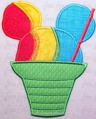 Shave Ice Mister Mouse Machine Applique and Filled Embroidery Design, Multiple sizes including 1.5