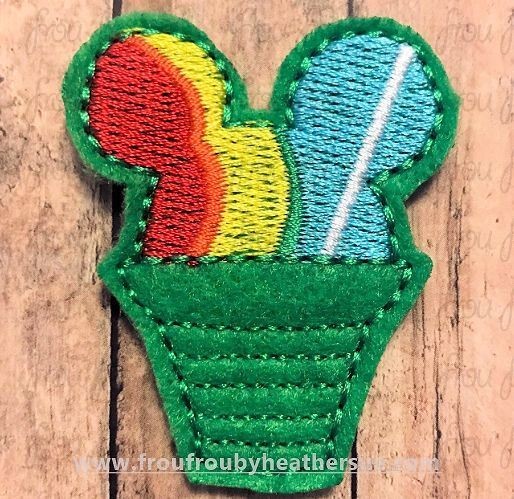 Clippie Shave Ice Mister Mouse Drink Dessert Machine Embroidery In The Hoop Project 1.5, 2, 3, and 4 inch