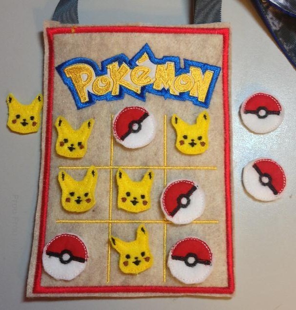 Poke Man Tic Tac Toe Game IN THE HOOP Machine Applique Embroidery Design
