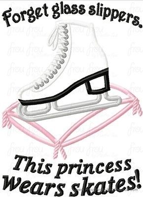 Forget glass slippers. This Princess wears skates! skating Machine Applique Embroidery Design, multiple sizes including 4 inch