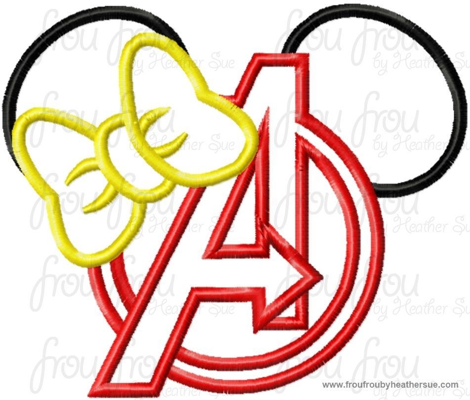 Avenging A Super Hero Miss Mouse Head Machine Applique Embroidery Designs, multiple sizes including 4 inch