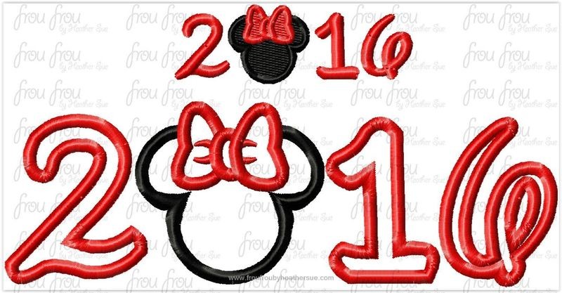 2016  Miss Mouse Machine Applique Embroider Designs, multiple sizes, including 3"- 10"