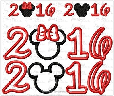 2016 Mister and Miss Mouse TWO Design SET Machine Applique Embroider Designs, multiple sizes, including 3