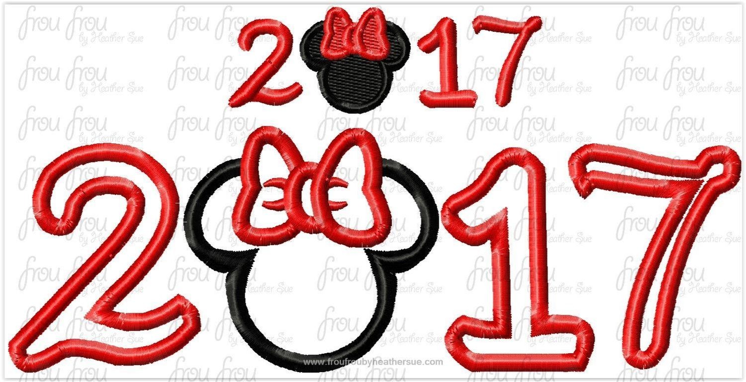 2017 Miss Mouse Machine Applique Embroider Designs, multiple sizes, including 3