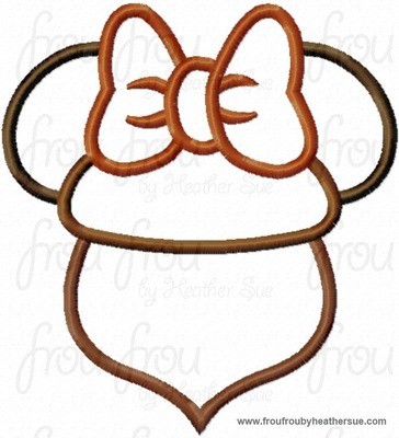 Acorn Miss Mouse Head Thanksgiving Fall Machine Applique Embroidery Design, Multiple sizes including 4 inch