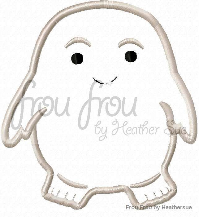 Adi Pose Who Machine Applique Embroidery Design Multiple Sizes, including 1" and 2" filled