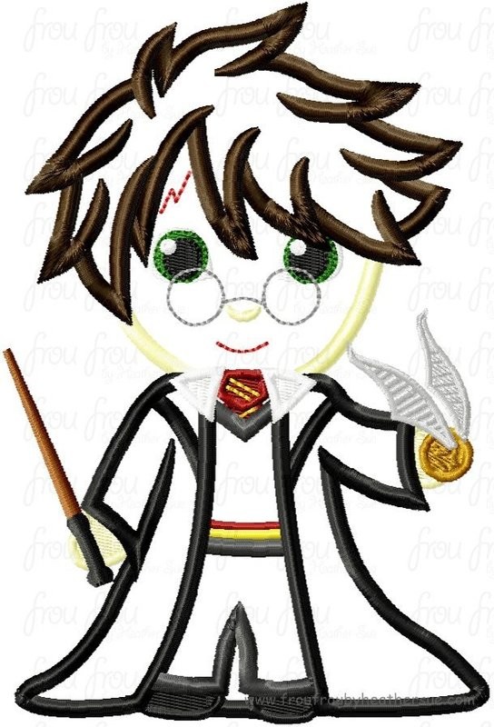 Hairy Potts Wizard Machine Applique Embroidery Design, Multiple Sizes NOW INCLUDING 4 INCH
