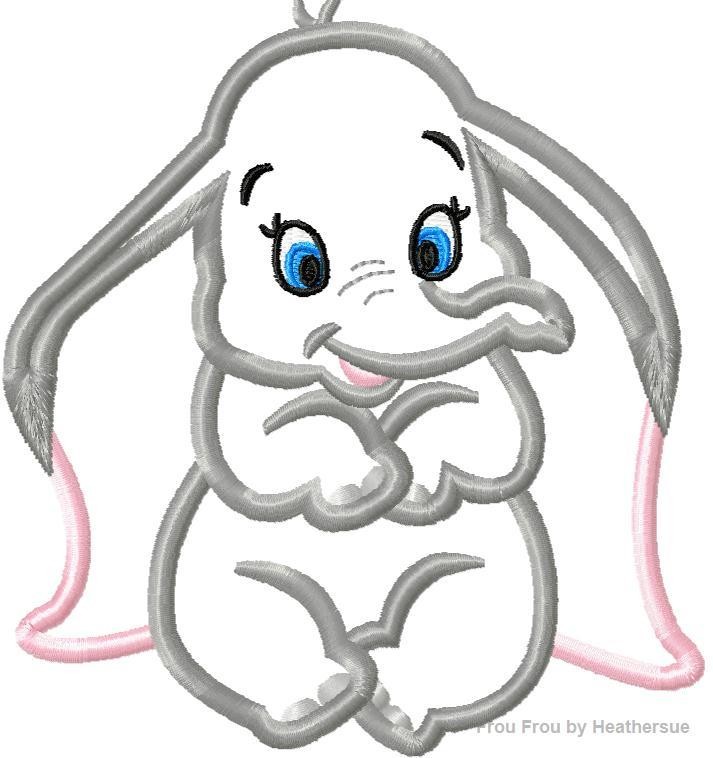 Flying Elephant Baby Machine Applique Embroidery Design, Multiple sizes including 4 inch