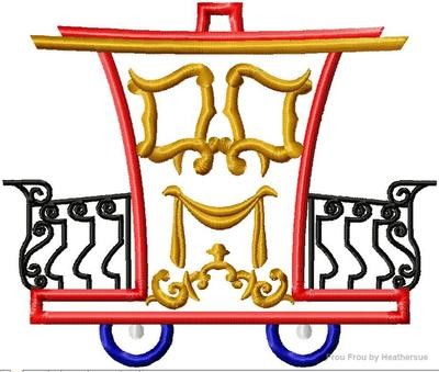 Circus Train Caboose Flying Elephant Machine Applique Embroidery Design, Multiple sizes including 4 inch