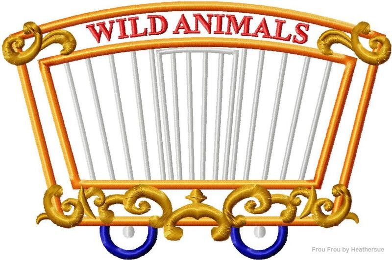 Circus Train Wild Animal Car Flying Elephant Machine Applique Embroidery Design, Multiple sizes including 4 inch