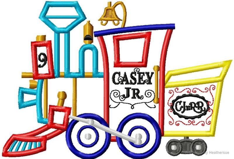 Circus Train Engine Flying Elephant Machine Applique Embroidery Design, Multiple sizes including 4 inch