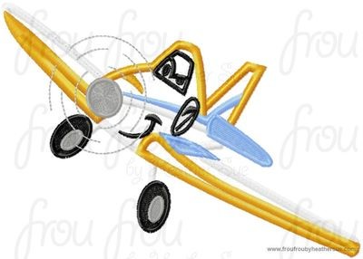 Dust Plane Airplane Machine Applique Embroidery Design, Multiple sizes including 4 inch