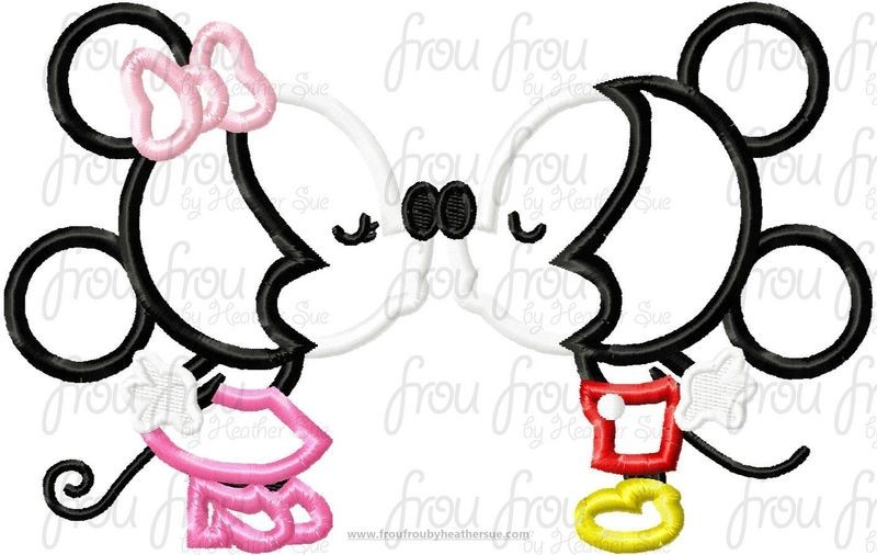 Kissing Mister and Miss Mouse THREE Design SET Valentine&#39;s Day Love Machine Applique Embroidery Design- Multiple sizes, including 4&quot;-16&quot;