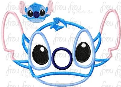 Lila's Alien Just Head Machine Applique and filled Embroidery Design, Multiple Sizes, including 2