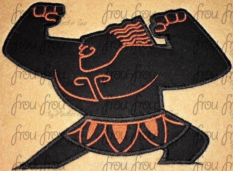 Mowi Tattoo Cave Drawing Mona Polynesian Demi God Machine Applique Embroidery Design, Multiple sizes 3&quot;-16&quot;