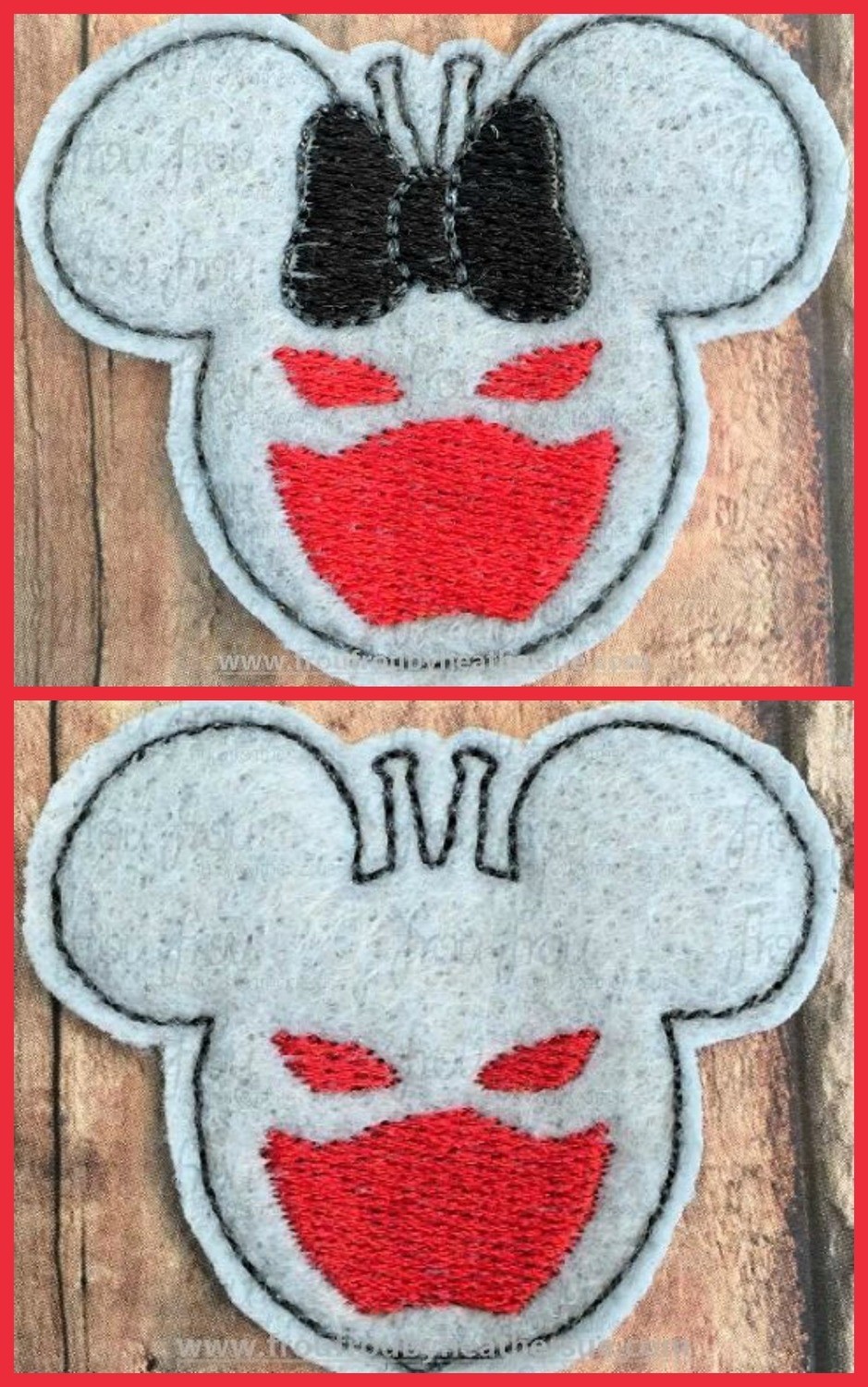 Clippie Ant Guy Superhero Mister and Miss Mouse Head TWO design SET Machine Embroidery In The Hoop Project 1.5, 2, 3, and 4 inch