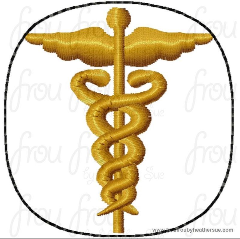 Clippie Caduceus Symbol Machine Embroidery In The Hoop Project 1.5, 2 and 3 inch