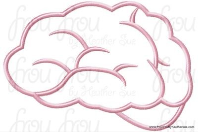 Brain Applique and filled Embroidery Designs, mutltiple sizes including 1, 2, 3, 4, 7, and 10 inch