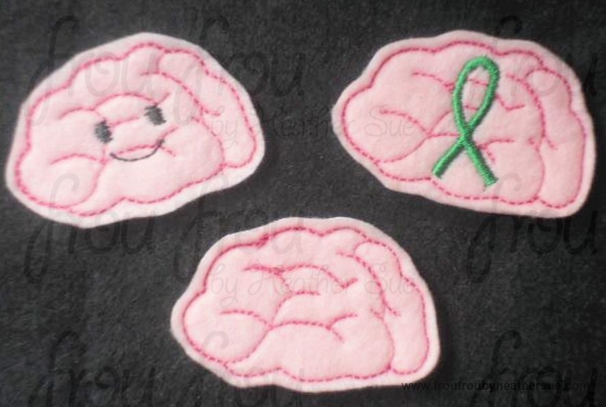Clippie Brain Internal Organs THREE Design SET Machine Embroidery In The Hoop Project 1.5, 2 and 3 inch