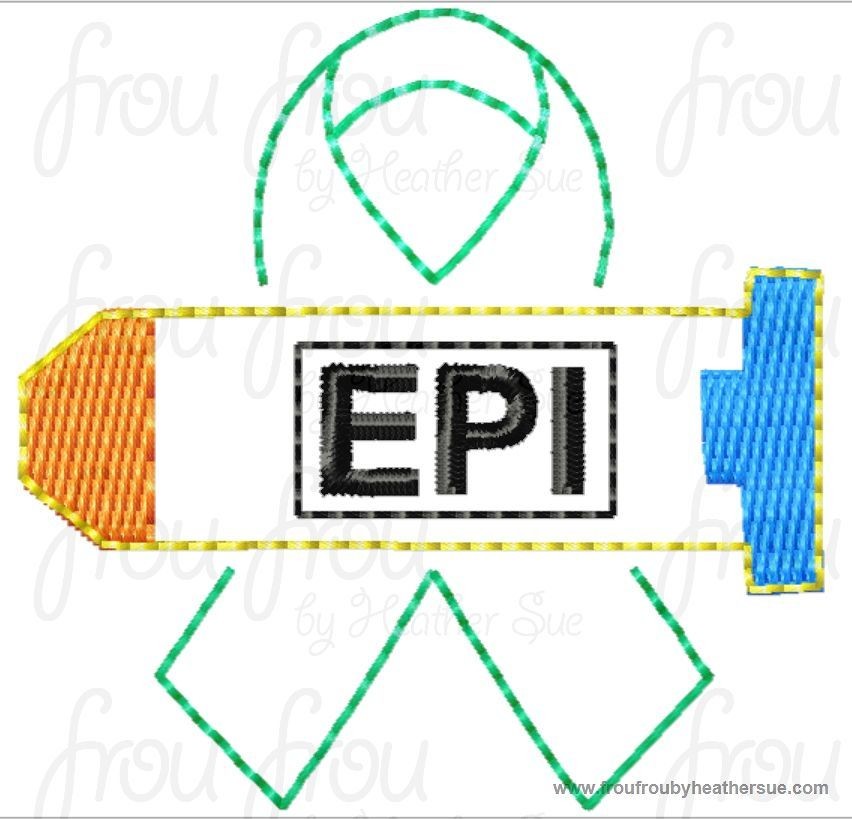 Clippie Food Allergy anaphylaxis Awareness Ribbon With Epi Embroidery In The Hoop Project 1.5, 2, and 3 inch