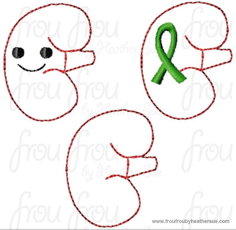Clippie Kidneys Internal Organs THREE Design SET Machine Embroidery In The Hoop Project 1.5, 2 and 3 inch