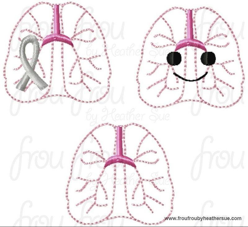 Clippie Lungs Internal Organs THREE Design SET Machine Embroidery In The Hoop Project 1.5, 2 and 3 inch