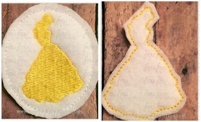 Clippie Princess Full Body Silhouette TWO Design SET In The Hoop Embroidery Design, Multiple sizes 1.5"-4"