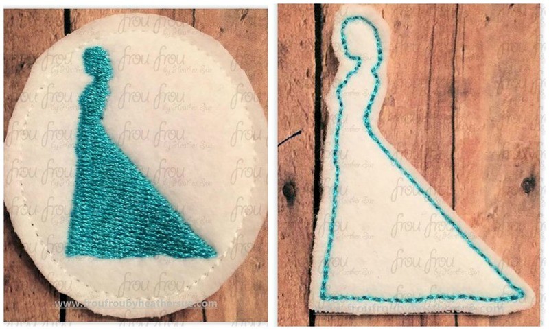 Clippie Ellie Freezing Princess Full Body Silhouette TWO Design SET In The Hoop Embroidery Design, Multiple sizes 1.5"-4"