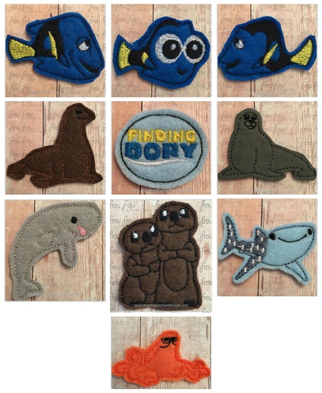 Clippies Finding Dorine TEN Design SET Machine Embroidery In The Hoop Project 1.5, 2, 3 and 4 inch