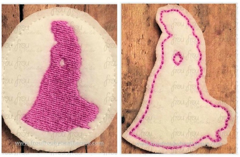 Clippie Punzel Princess Full Body Silhouette TWO Design SET In The Hoop Embroidery Design, Multiple sizes 1.5&quot;-4&quot;