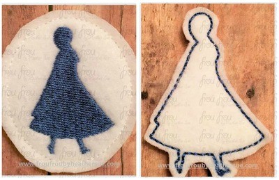 Clippie Annie Freezing Princess Full Body Silhouette TWO Design SET In The Hoop Embroidery Design, Multiple sizes 1.5