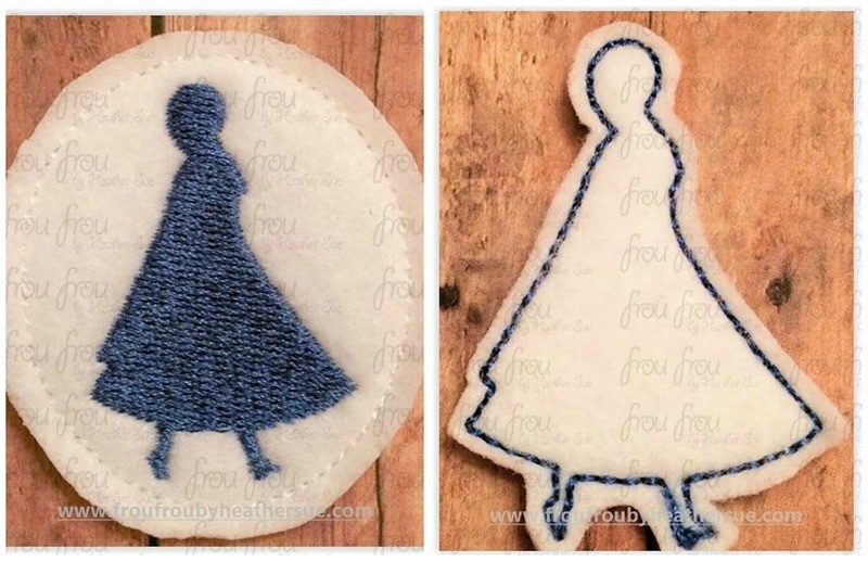 Clippie Annie Freezing Princess Full Body Silhouette TWO Design SET In The Hoop Embroidery Design, Multiple sizes 1.5"-4"