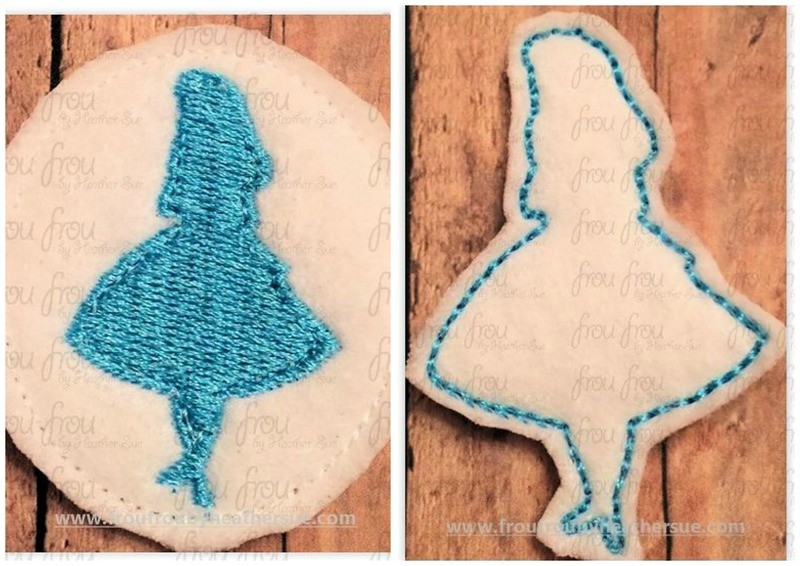 Clippie Alyce Princess Full Body Silhouette TWO Design SET In The Hoop Embroidery Design, Multiple sizes 1.5"-4"