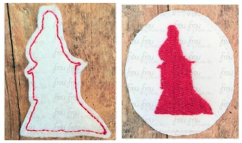 Clippie Moolan Princess Full Body Silhouette TWO Design SET In The Hoop Embroidery Design, Multiple sizes 1.5&quot;-4&quot;