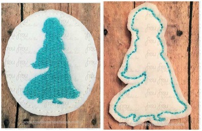 Clippie Jaz Princess Full Body Silhouette TWO Design SET In The Hoop Embroidery Design, Multiple sizes 1.5