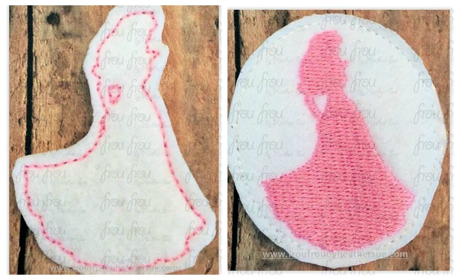Clippie Sleeping Pretty Princess Full Body Silhouette TWO Versions In the Hoop Machine Embroidery Design, Multiple sizes 1.5