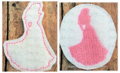 Clippie Sleeping Pretty Princess Full Body Silhouette TWO Versions In the Hoop Machine Embroidery Design, Multiple sizes 1.5